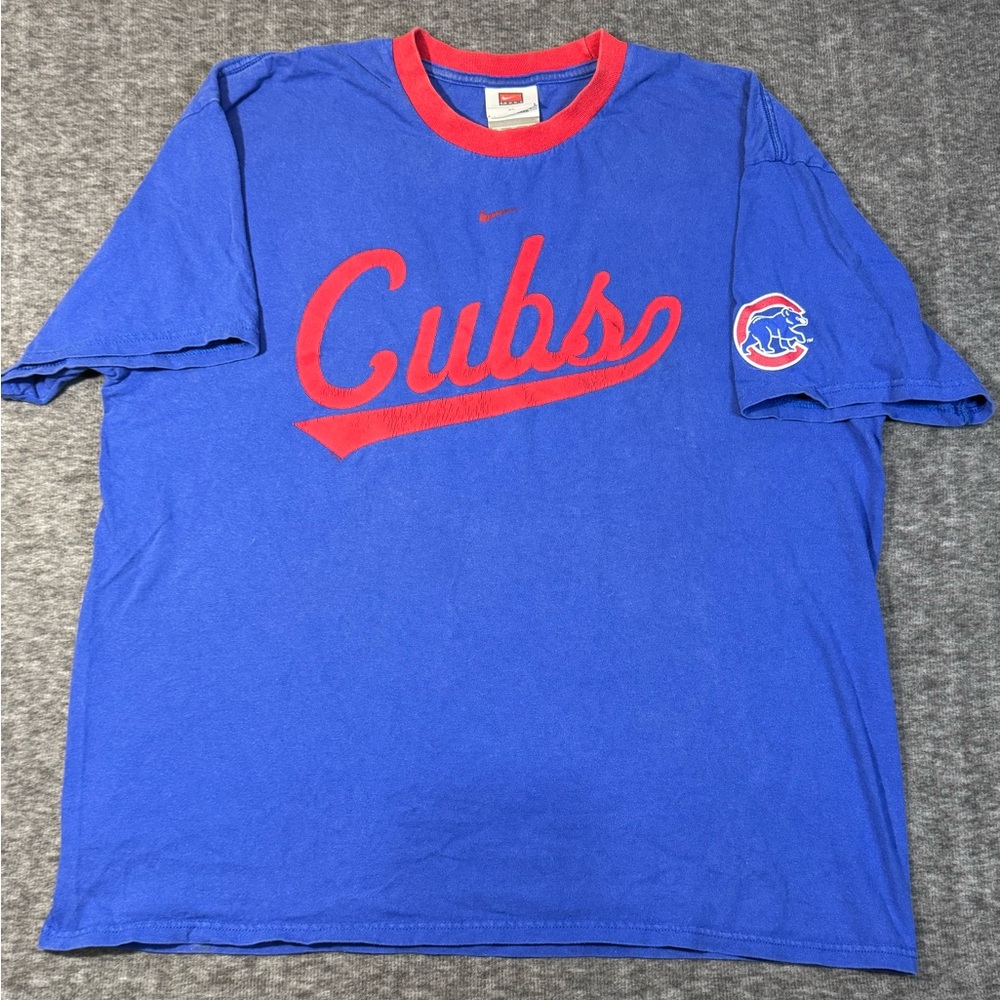 Y2K Nike Blue and Red Cubs Shirt